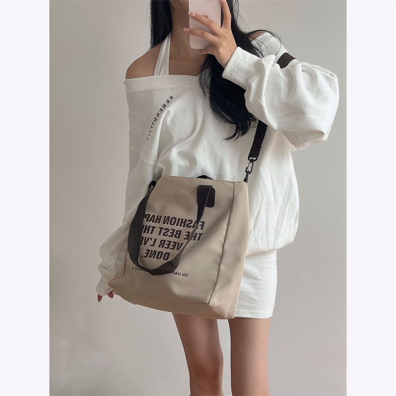 Túi Canvas Đeo Chéo 2022 Mới Đa Năng In Họa Tiết Dễ Thương Cho Nữ