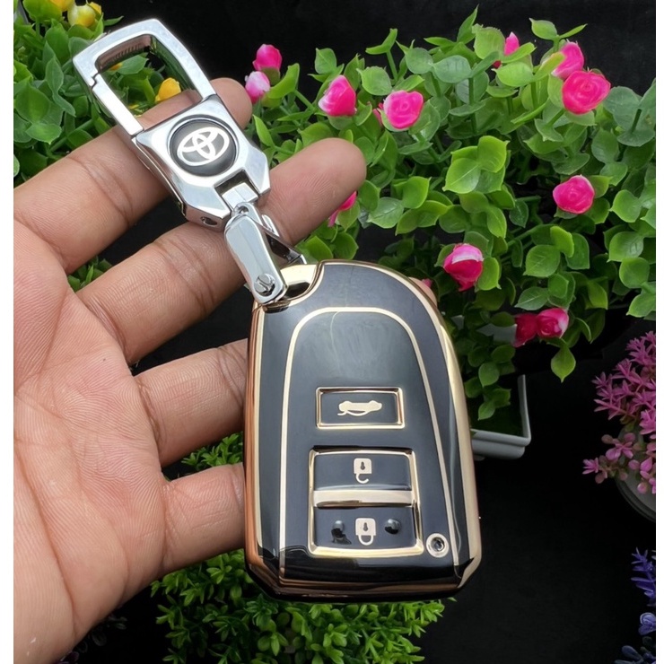 Bọc chìa khóa TPU Đen- vàng xe Toyota Vios 2019-2022