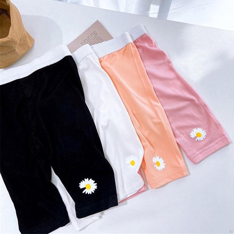 Quần Short Cotton Mềm Co Giãn Họa Tiết Hoa Cúc Đáng Yêu Cho Bé Gái
