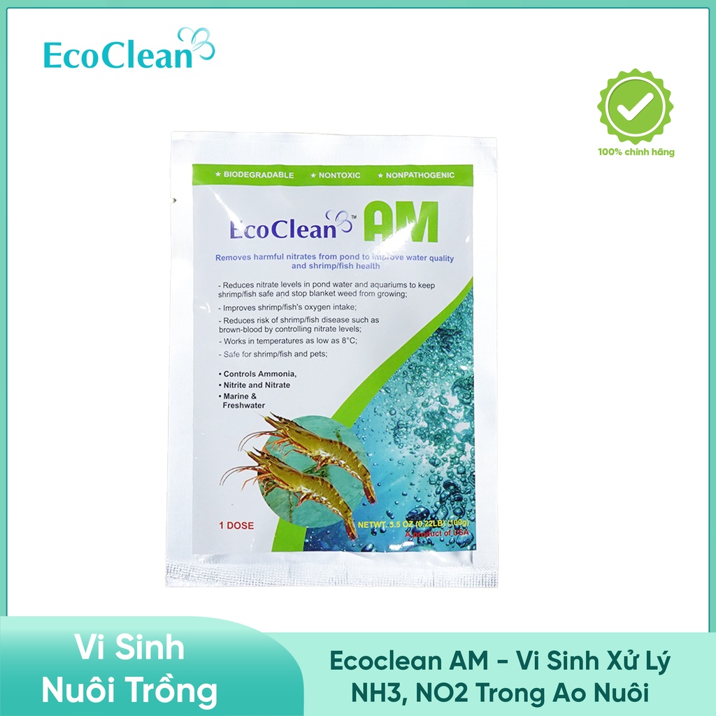 Vi Sinh Xử Lý NH3, NO2 Trong Ao Cá, Tôm - EcoClean AM - Chính Hãng Từ Mỹ