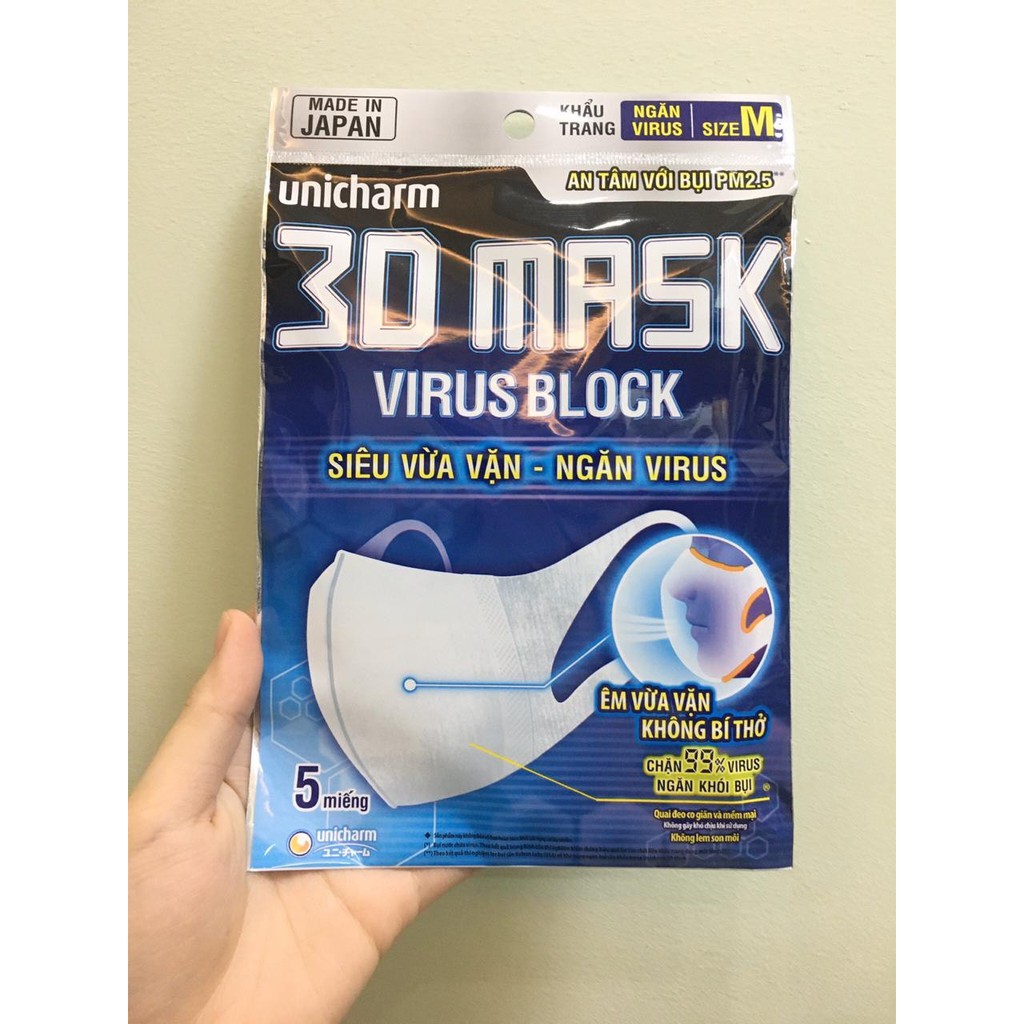 Khẩu Trang Unicharm 3D Mask Virus Block - Ngăn Virus - 0403950 | BigBuy360 - bigbuy360.vn