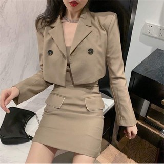 Set áo khoác ngắn + váy 2 dây