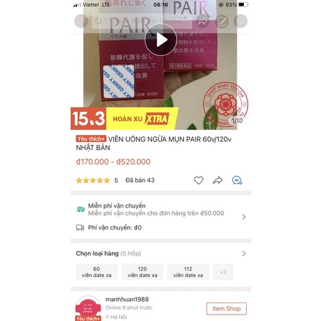 Pair A Viên Uống Hỗ Trợ Cải Thiện Mụn Của Nhật