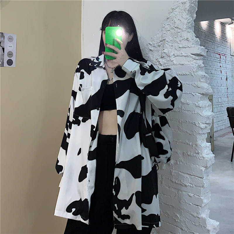 Áo sơ mi bò sữa nữ form rộng tay dài 2021, áo sơ mi nữ dài tay chất xịn thời trang unisex local brand