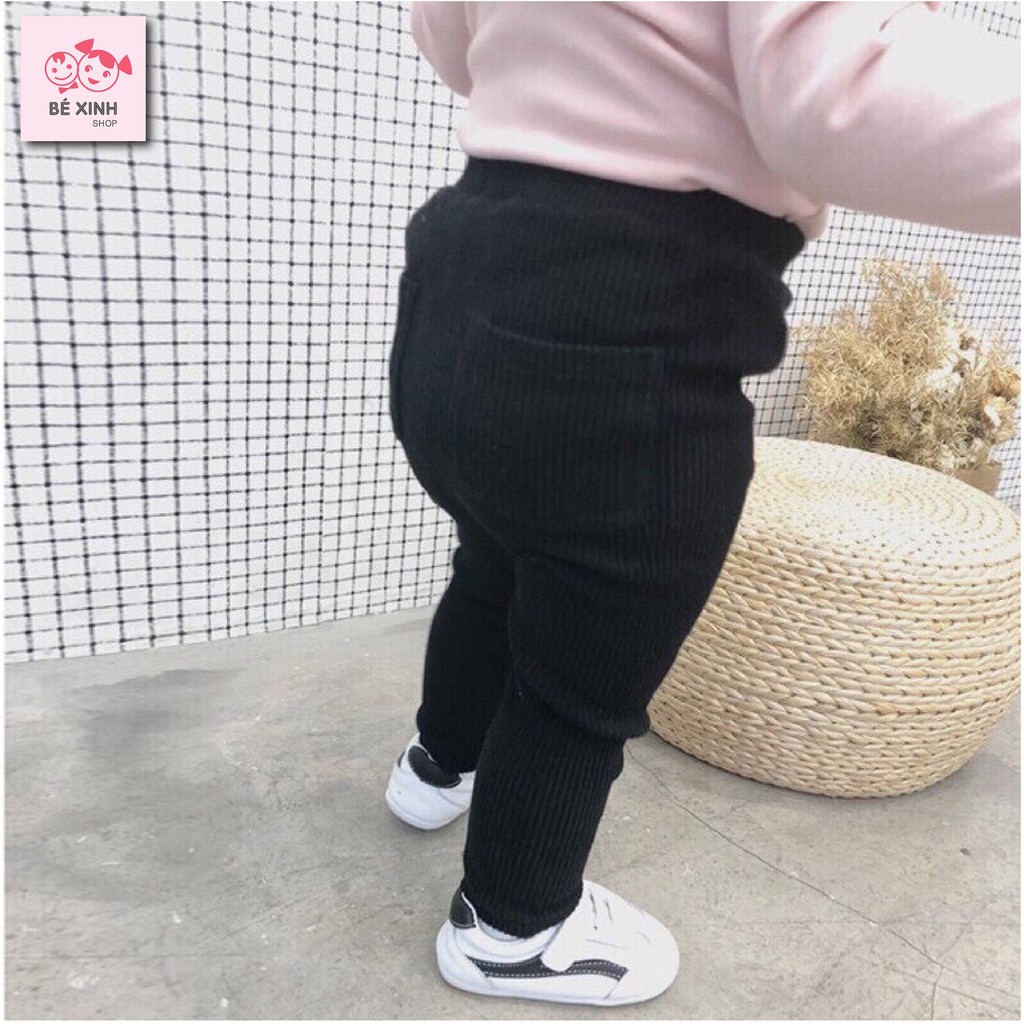 Quần thun gân len tăm legging cho bé trai bé gái K.woo [Cực hot] Quần dài bé trai bé gái thun gân tăm Hàn kwoo 2 túi