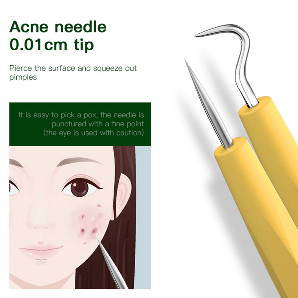 [Hàng mới về] Set dụng cụ nặn mụn hai đầu bằng thép không gỉ nhiều màu sắc tùy chọn