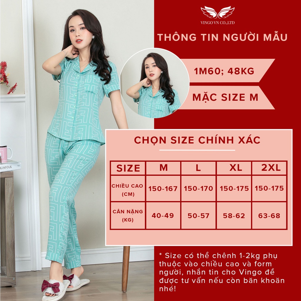 Đồ bộ nữ pyjama mặc nhà VINGO cát Hàn cao cấp tay cộc quần dài mùaThu Đông ấm áp họa tiết chữ F 2 màu H617 - TCQD | BigBuy360 - bigbuy360.vn