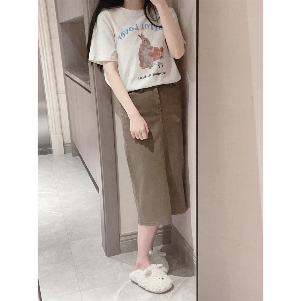 Áo Thun Tay Ngắn Cổ Tròn Dáng Rộng In Họa Tiết Hoạt Hình Thời Trang Cho Nữ