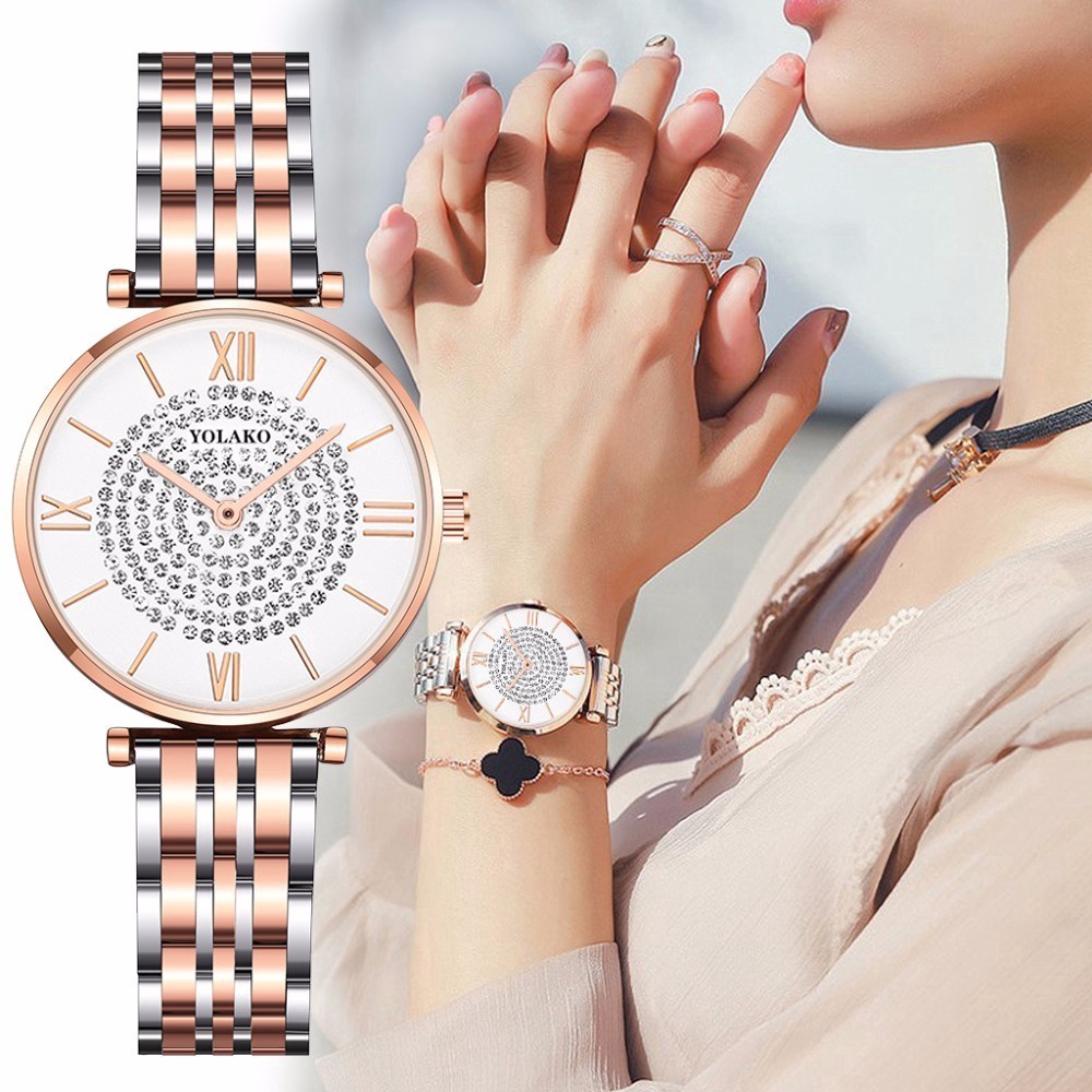 Luxury Full Diamond Watch Women Waterproof Stainless Steel Wristwatch