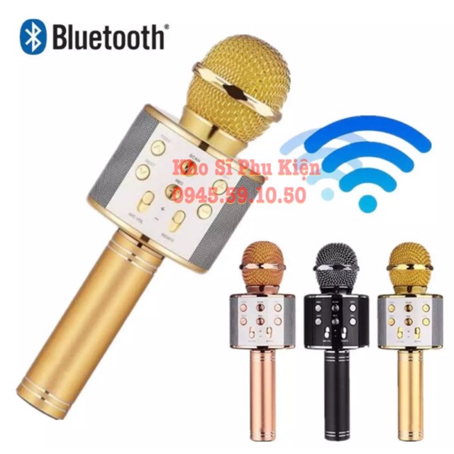 [RẺ VÔ ĐỊCH] Micro Không Dây Tiện Dụng Chất Lượng Cao WS-858 kết nối Bluetooth-Micro Bluetooth WS-858 jack 3.5mm cho loa