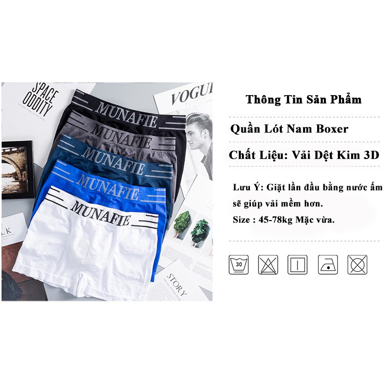 Combo 10 Quần Lót Nam Boxer Munafie Chính hãng, Sịp Đùi Co Giãn 4 Chiều, Free size 45-80kg | BigBuy360 - bigbuy360.vn