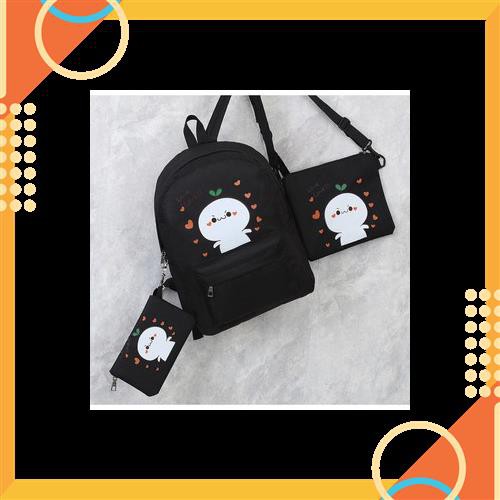 Bộ 3 món balo vải ,balo nữ,baloteen,balo đi học,balo hot,balo xinh,balo đa năng,balo da,balo kuteBal