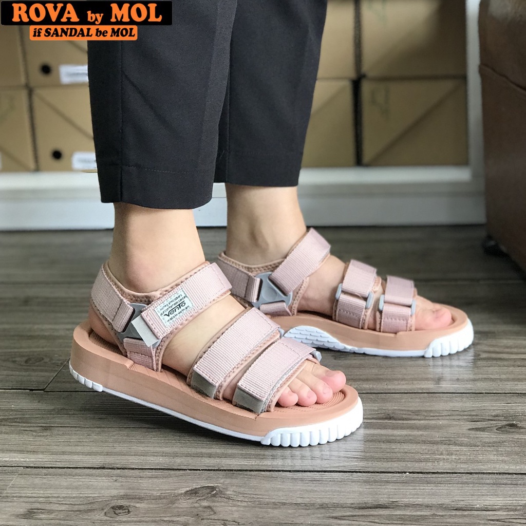 Giày sandal Vento couple nam nữ 3 quai ngang có quai hậu cố định cho cặp đôi mang đi học đi biển du lịch NV9801Be