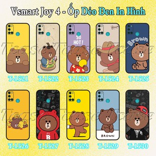 Ốp lưng Vsmart Joy 4 - Ốp dẻo đen in hình BST Gấu Nâu Cute
