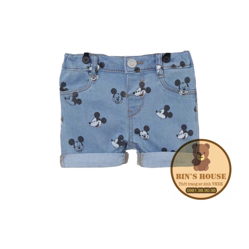 Quần sooc jean Mickey H&M sz 4m-3y