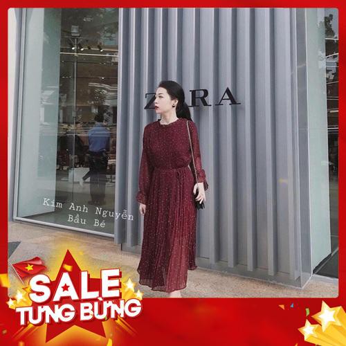 Đầm suông chấm bi lụa -Hàng nhập khẩu