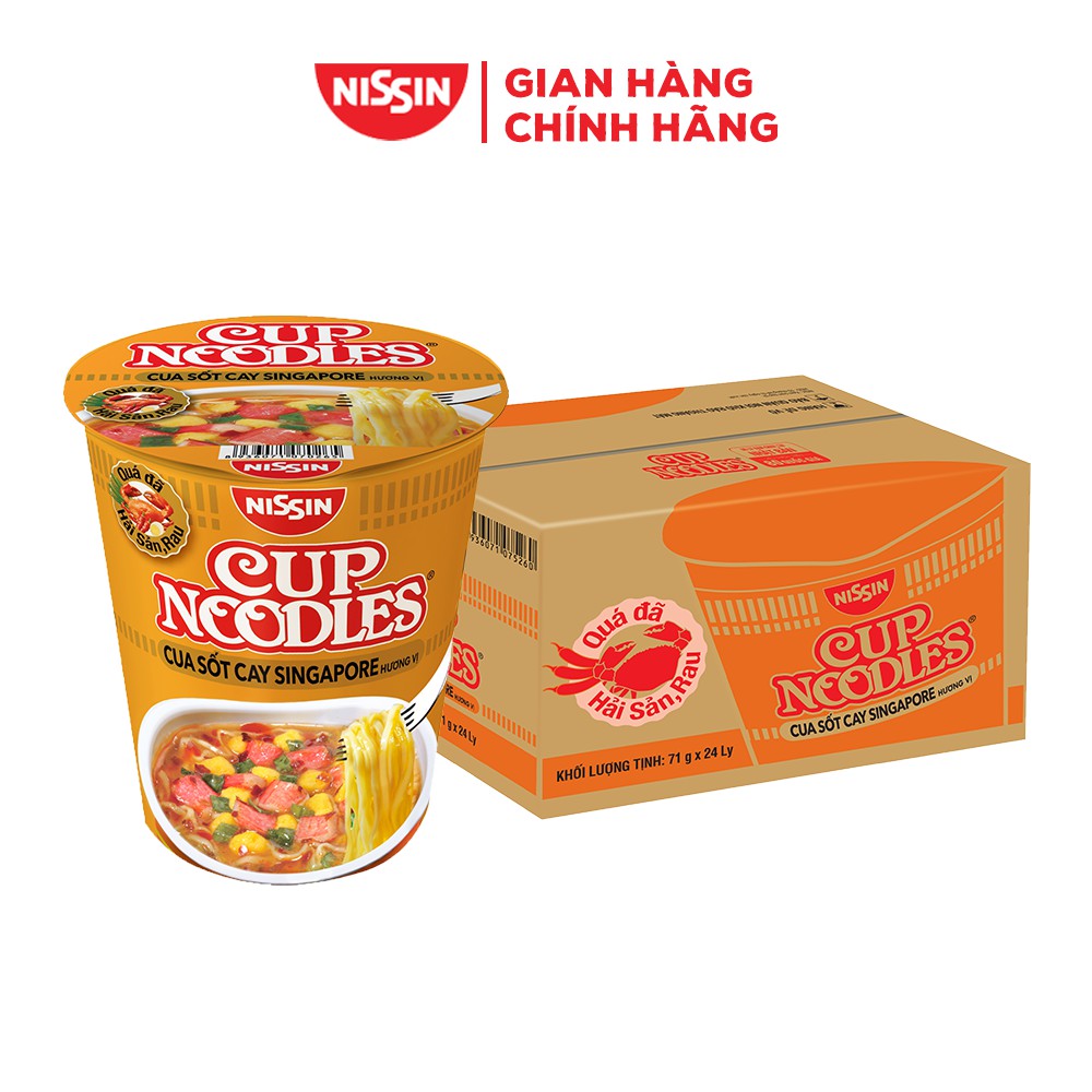 Thùng 24 Ly Mì Cup Noodles Hương Vị Cua Sốt Cay Singapore