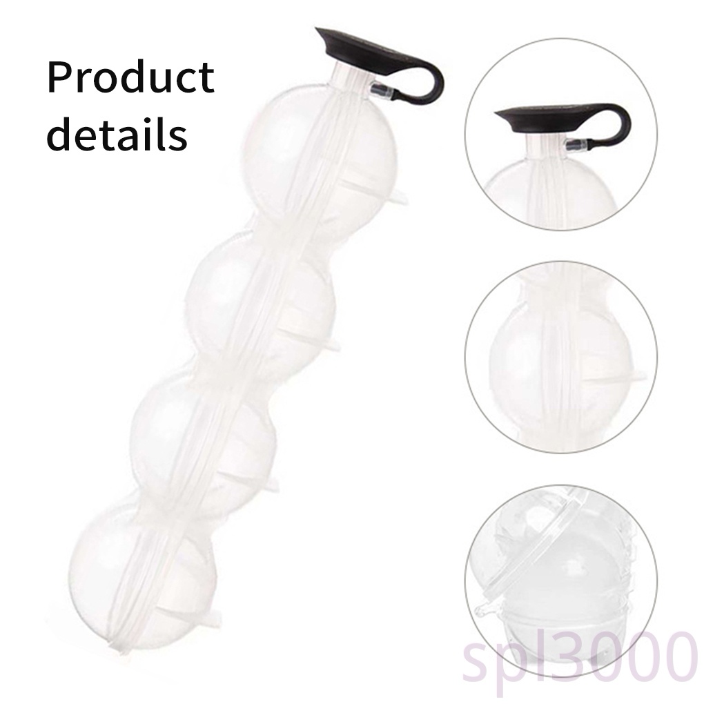 Khuôn silicone làm nước đá hình quả bóng tròn 4 ngăn DIY