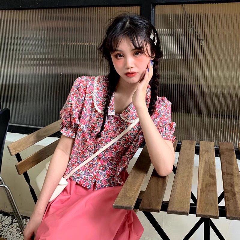 (XẢ LỖ) Áo Croptop hoa nhí dễ thương