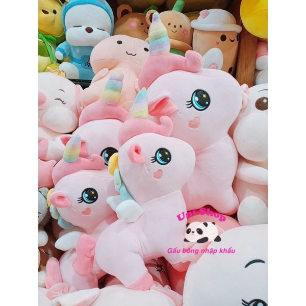 Gấu Bông Ngựa Unicorn Pony 1 Sừng Dáng Đứng Màu Hồng Có Cánh_Unishop