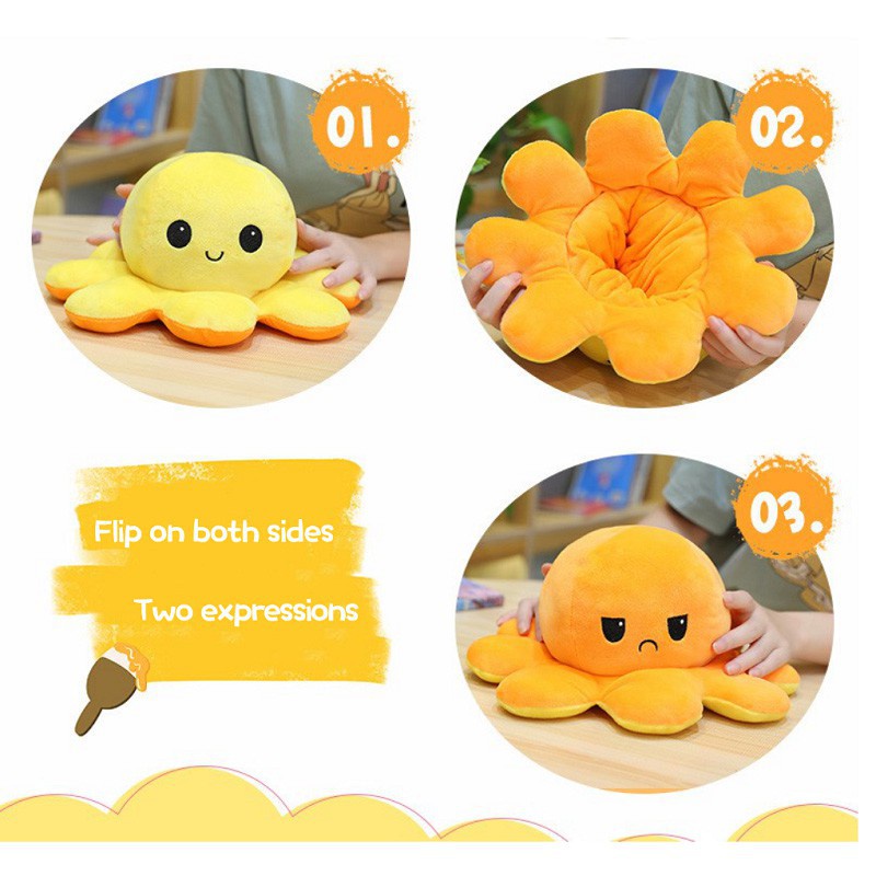 Thú Nhồi Bông Hình Bạch Tuộc Lật Có Thể Đảo Ngược Cho Trẻ