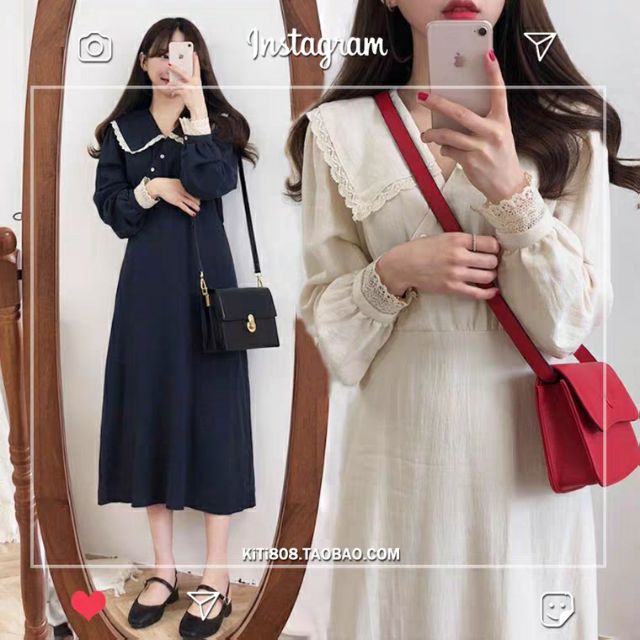 🐽 order taobao 🐽 váy ulzzang vintage 2 màu (có ảnh thật)
