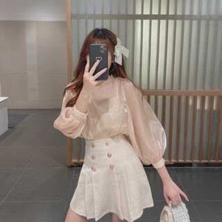 Chân váy xếp ly 2 hàng khuy YK