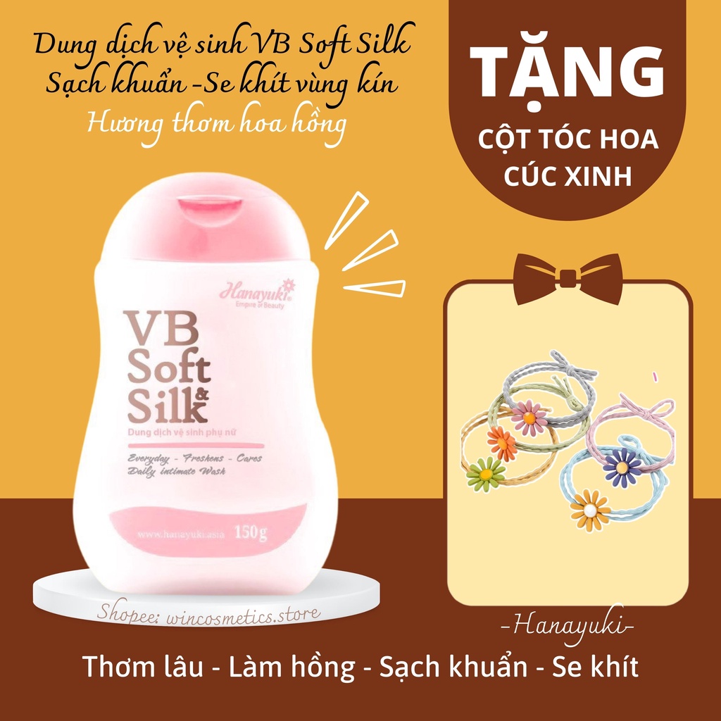 VB Soft Silk dung dịch vệ sinh Hanayuki chính hãng, ngừa viêm ngứa, sạch khuẩn, thơm hương hoa hồng 150g