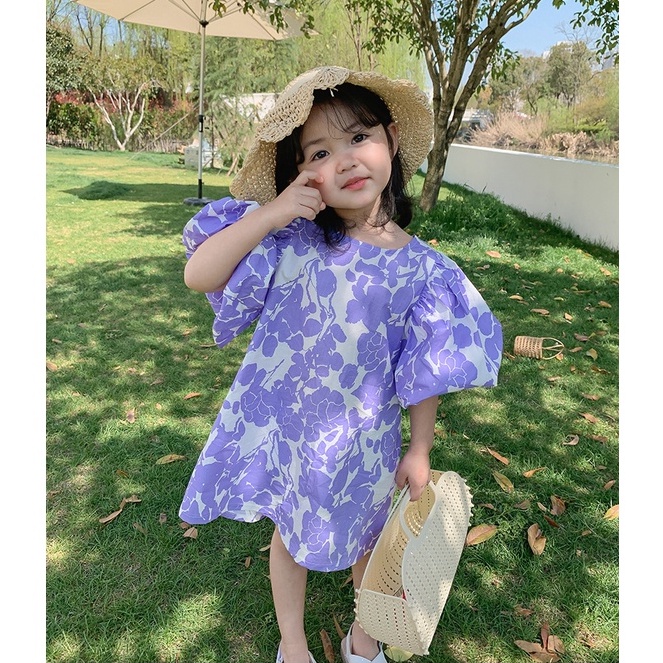 VT13 Size12-30kg Váy đầm bé gái (Dầm babydoll vải trơn mịn) Thời trang trẻ Em hàng quảng châu