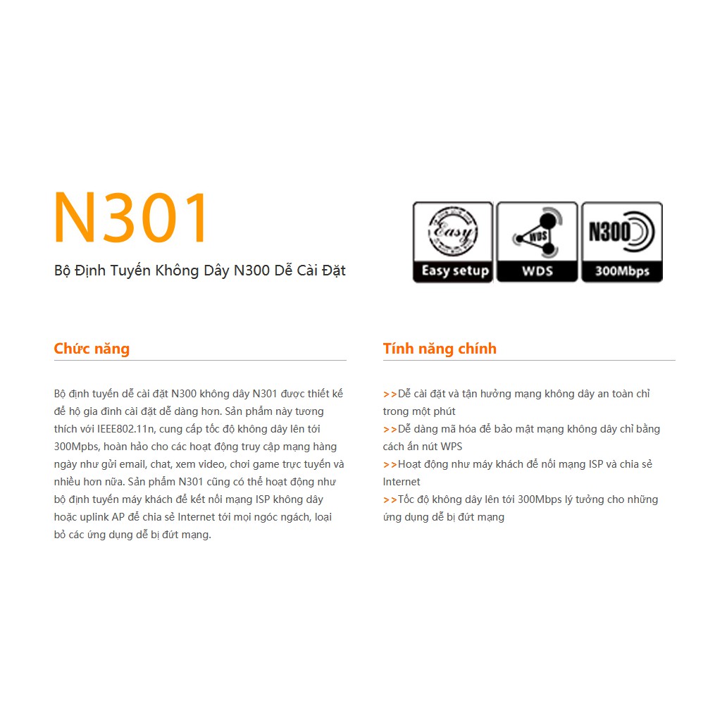 Modem Wifi TENDA N301 Thiết bị phát sóng WIFI 2 anten tốc độ 300M | BigBuy360 - bigbuy360.vn