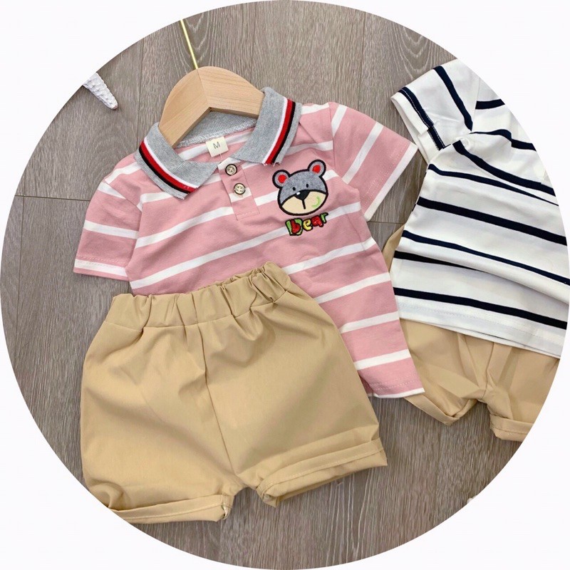 Bộ gấu áo kẻ cho bé