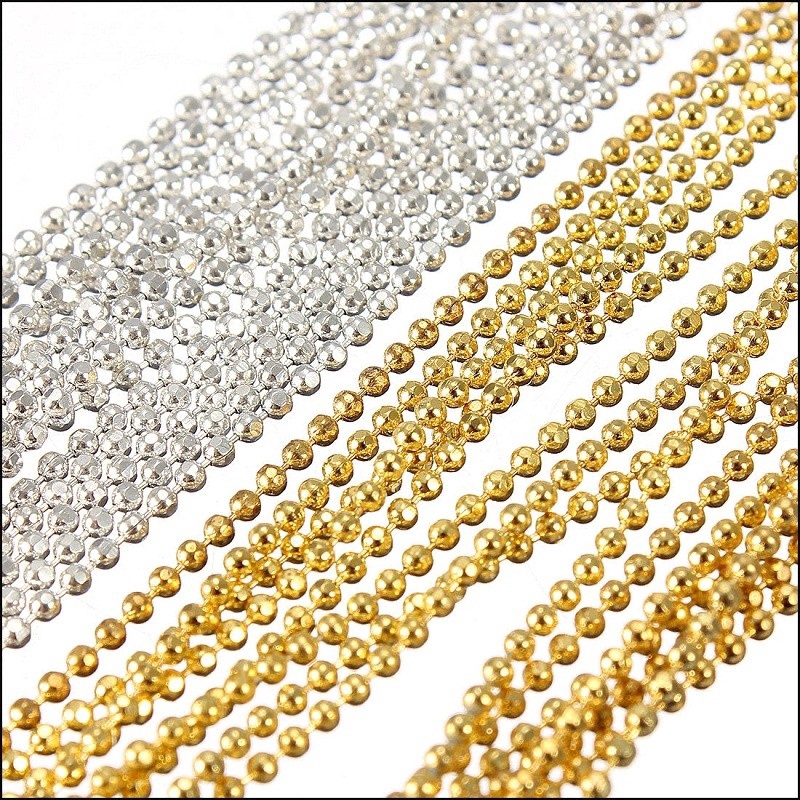 Chuỗi dây kim loại liên kết các hạt tròn trang trí móng nghệ thuật dài 3m