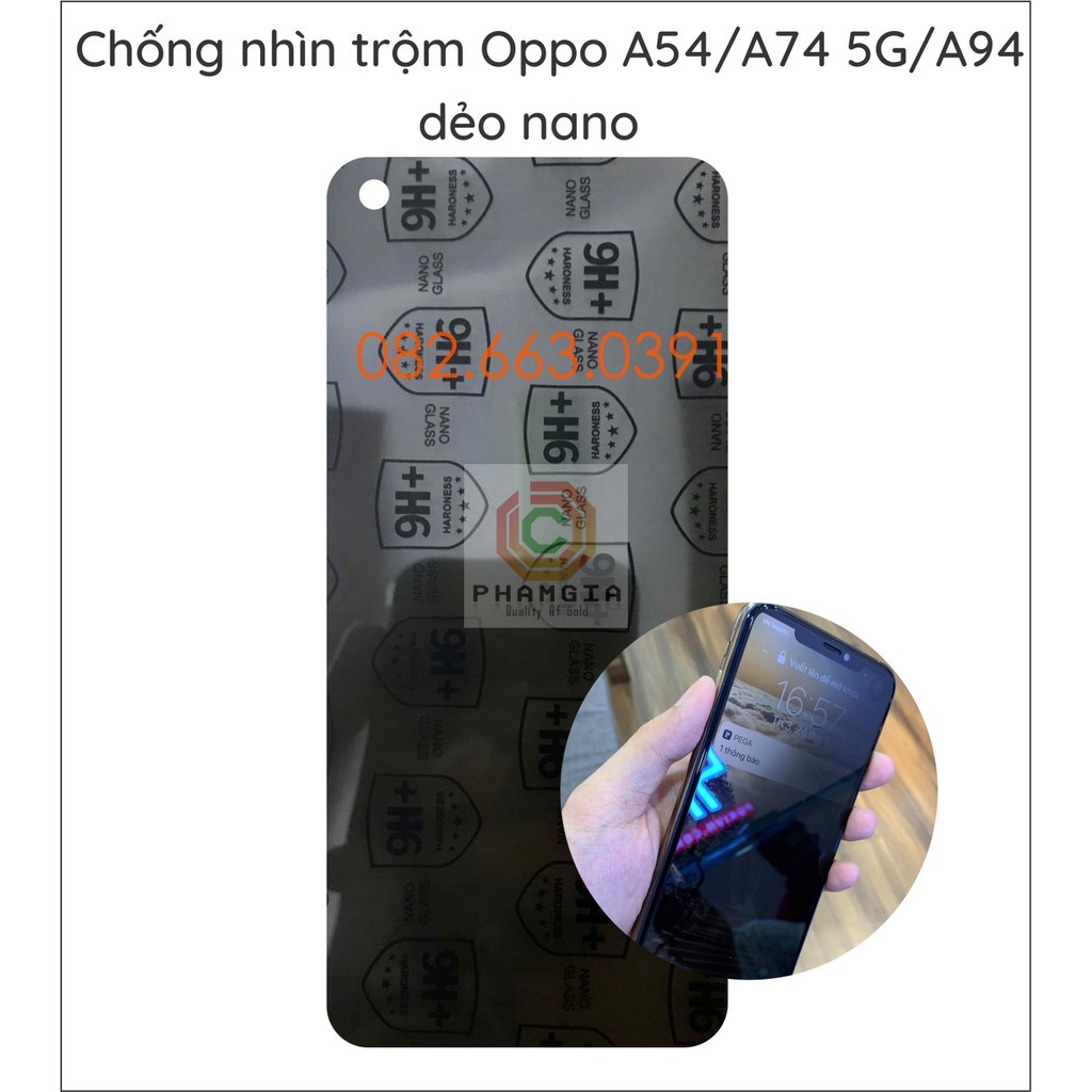 Dán cường lực chống nhìn trộm Oppo A54 (4G/5G) / A74 (4G/5G) / A94 (4G/5G) dẻo nano
