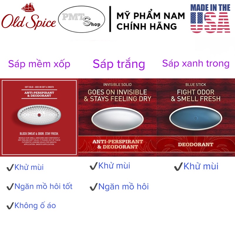 Lăn Sáp khử mùi nam Old Spice Red Collection 85g (sáp xanh) Swagger , Aqua Reef , After Hours , Captain