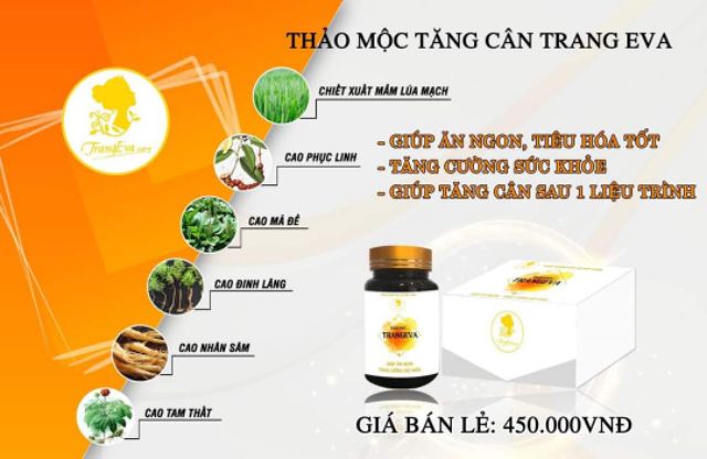 Thảo Mộc Tăng cân TrangEva [Tăng 2-5kg sau khi sd 1 hộp]