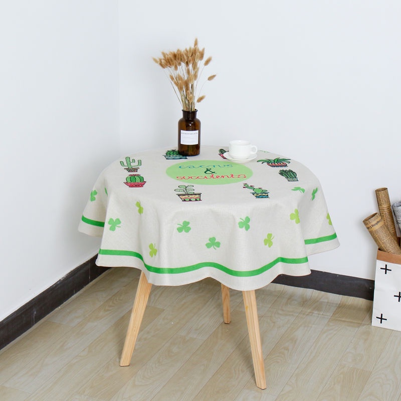 Khăn Trải Bàn Hình Tròn Bằng Vải Cotton Và Lanh Đơn Giản Phong Cách Bắc Âu