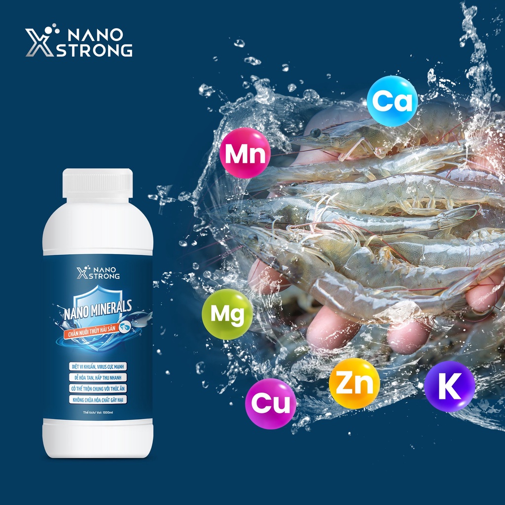 Nano khoáng  Nano Xstrong - bổ sung khoáng, xử lý cong thân, mềm vỏ, đục cơ 1000mL