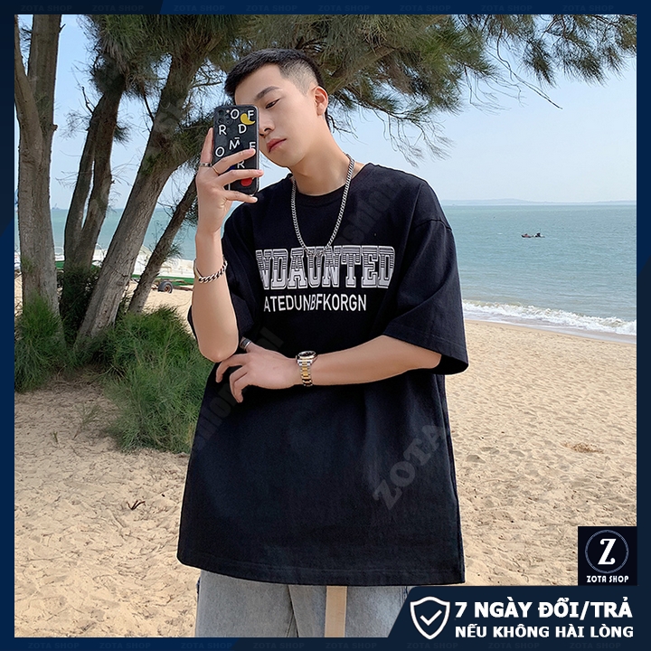 Áo thun nam tay lỡ unisex, Áo phông dáng rộng  UNDAUNTED NTL1O0