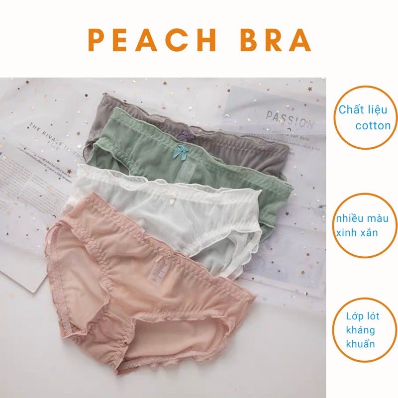 Quần lót ren sexy Peach Bra chất liệu ren xuyên thấu thoáng khí quyến rũ lớp lót cotton thấm hút | BigBuy360 - bigbuy360.vn