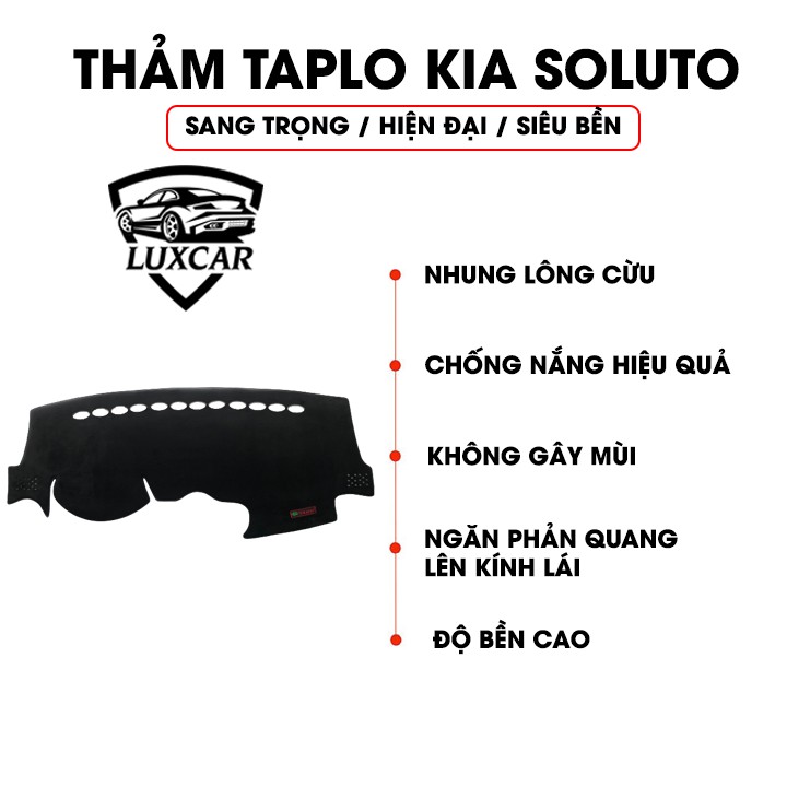 Thảm Taplo Nhung Lông Cừu LUXCAR Xe KIA SOLUTO - Đế cao su chống trượt