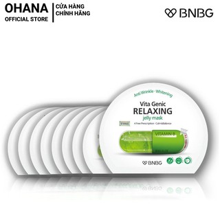 Combo 10 Mặt Nạ Giấy BNBG Relaxing Phục Hồi, Thư Giãn Da Mụn BNBG Vita Genic Relaxing Jelly Mask 30ml x 10 (Xanh Lá)