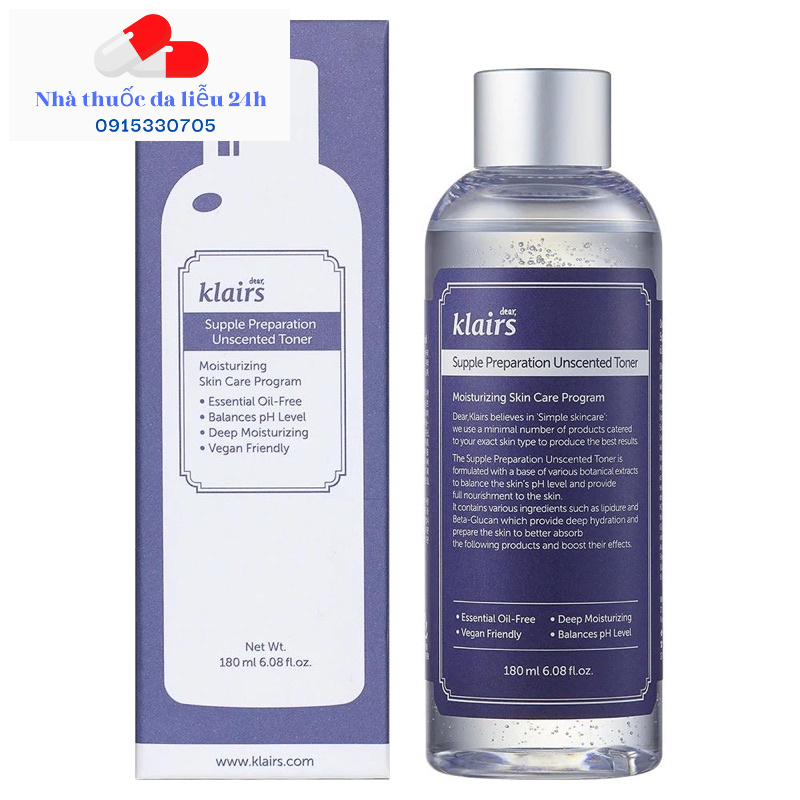 Nước hoa hồng Klairs bản Không Mùi - dành cho da nhạy cảm