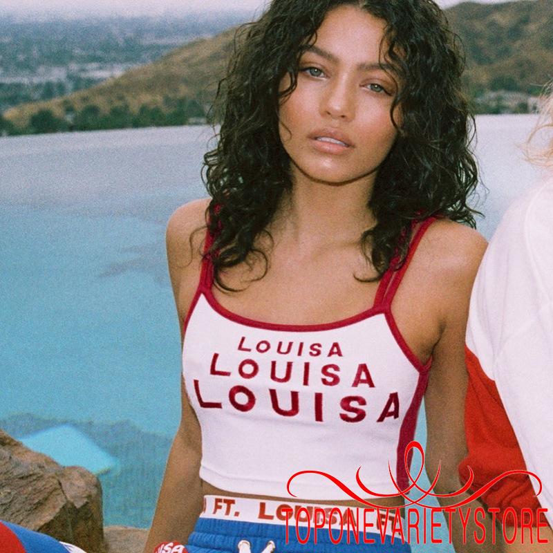 Áo Lửng Hai Dây Thêu Chữ Thời Trang Cho Nữ