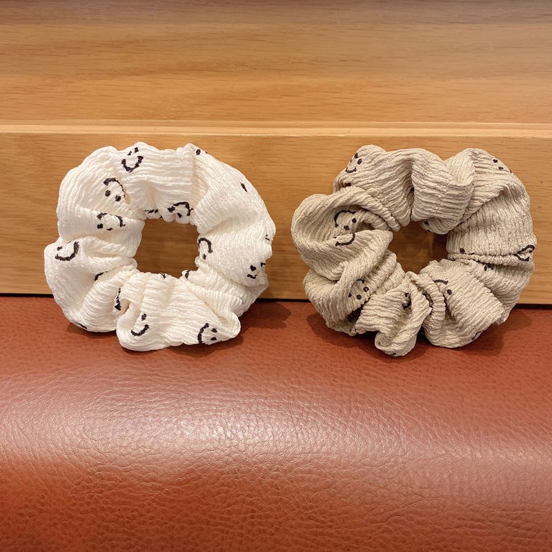 Dây Cột Tóc Ruy Băng Họa Tiết Mặt Cười Thời Trang Hàn Quốc