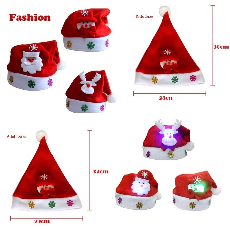 ☛☏❤Kids &amp; Adult &amp; LED Christmas Hat Santa Claus Reindeer Snowman Xmas Gifts Cap