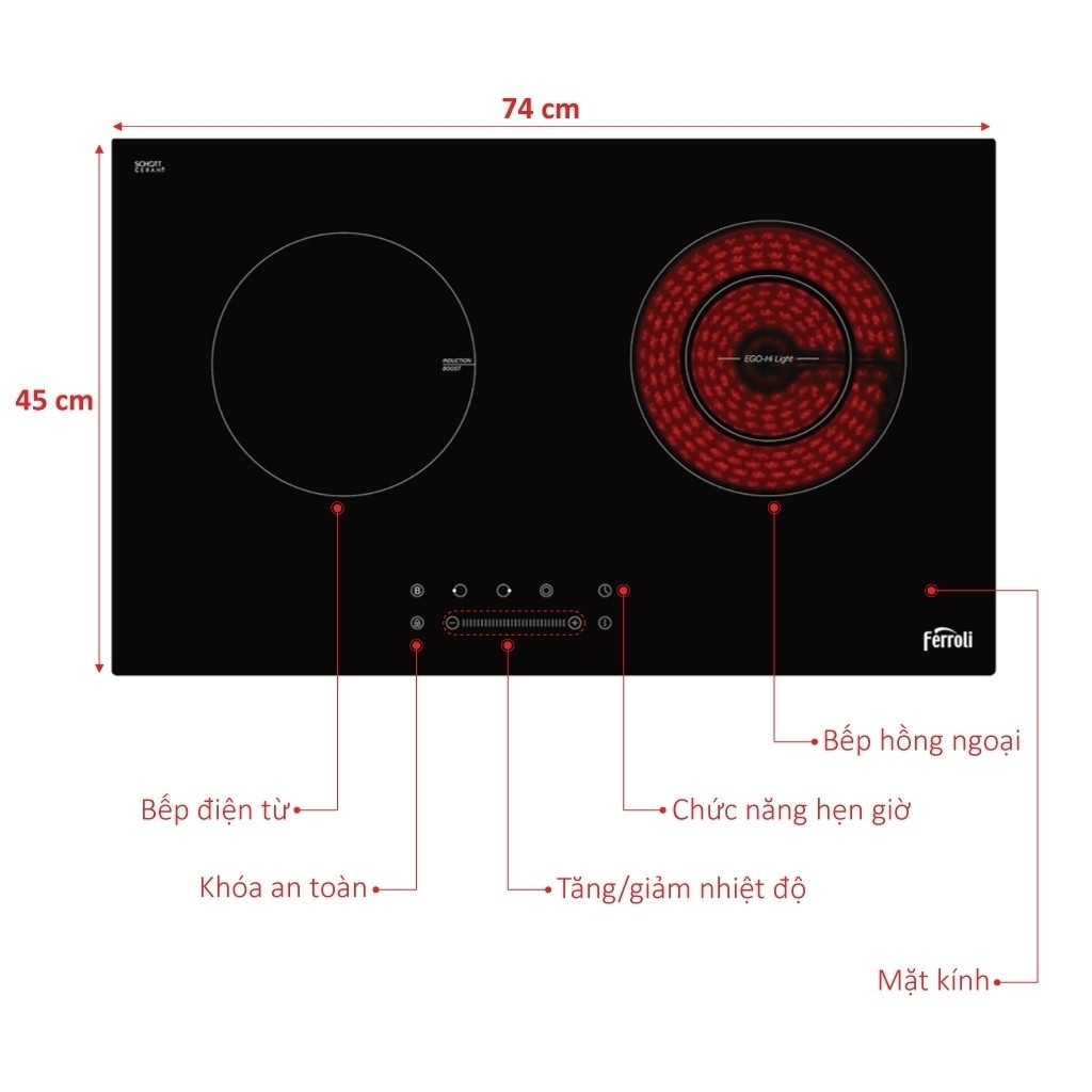 Bếp Điện Từ - Hồng Ngoại Ferroli IC4200BS (SHOP CHỈ BÁN HÀNG TRONG TP HỒ CHÍ MINH)