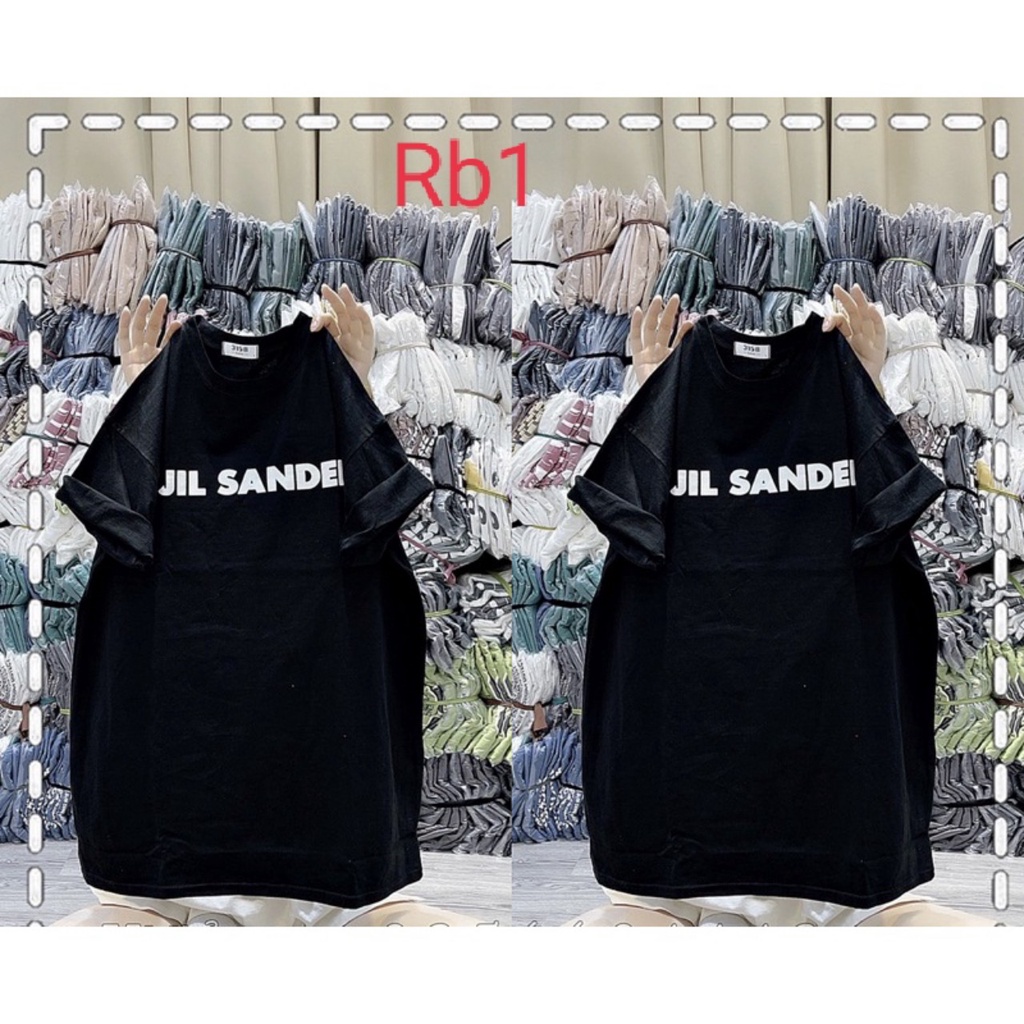 Áo thun tay lỡ Jil Sander chữ ngực cá tính HARIQUEEN