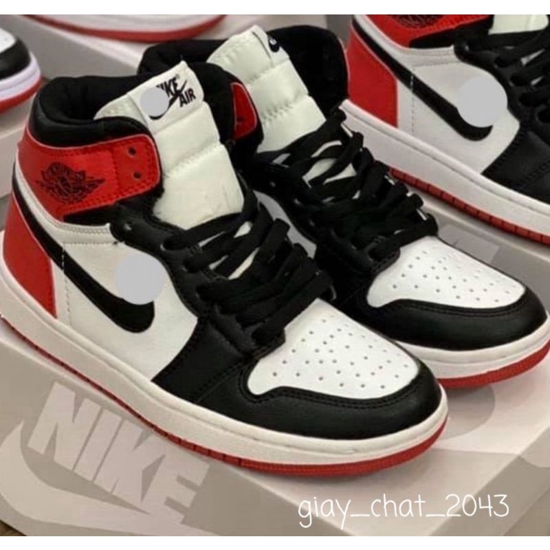Giày thể thao Jordan cổ cao màu đỏ đen nam nữ ( Tặng Dây Giày ), Giày Sneaker