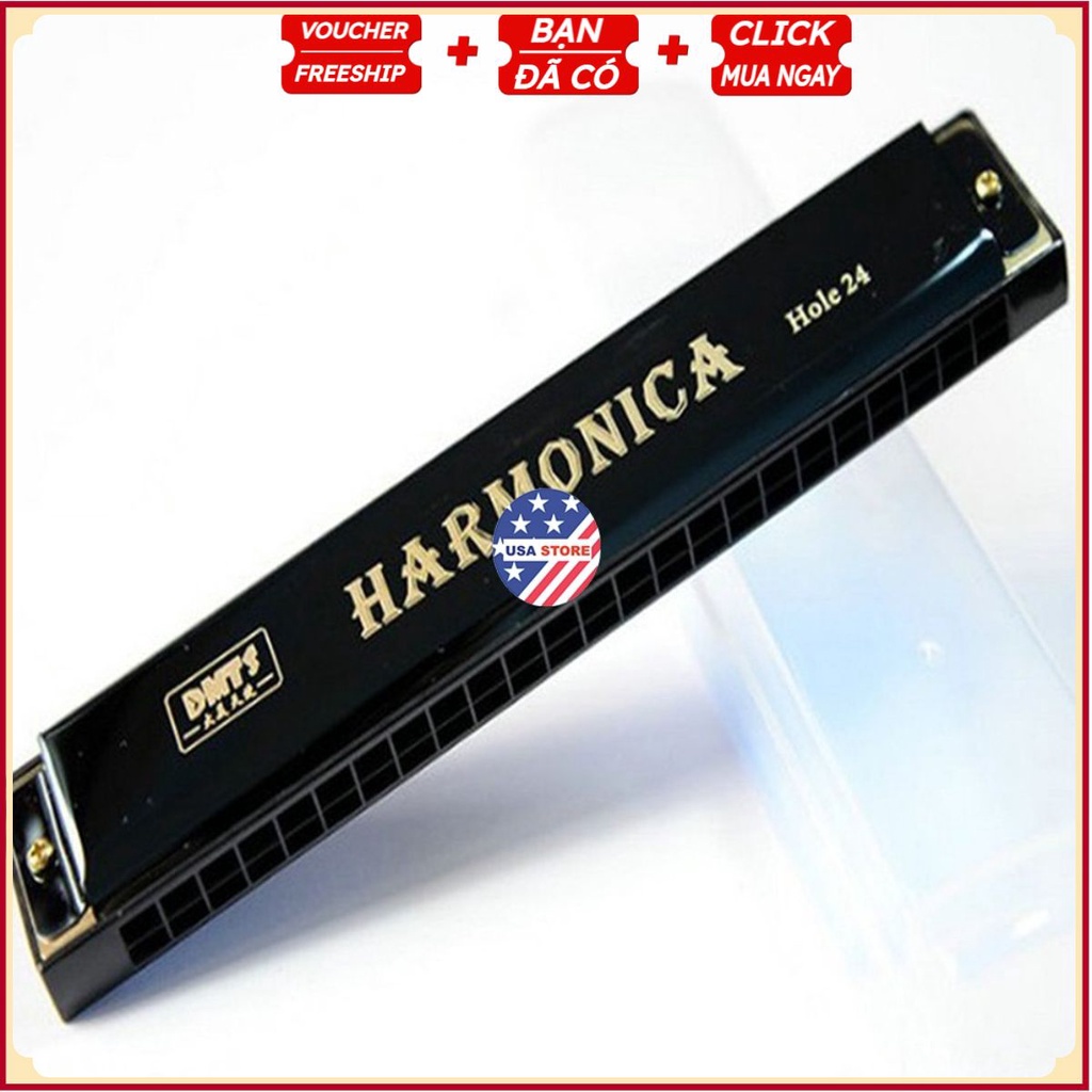 Kèn Harmonica Tremolo Study 24 Key C Phiên Bản Cao Cấp 2021 - 24 LỖ BẠN MỚI TẬP - Tặng Hộp Nhựa Bảo Quản