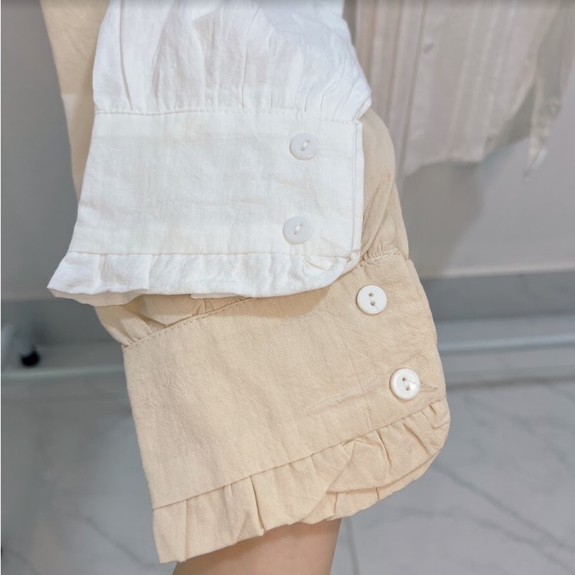 Áo baby doll cổ bèo kẻ ly tiểu thư